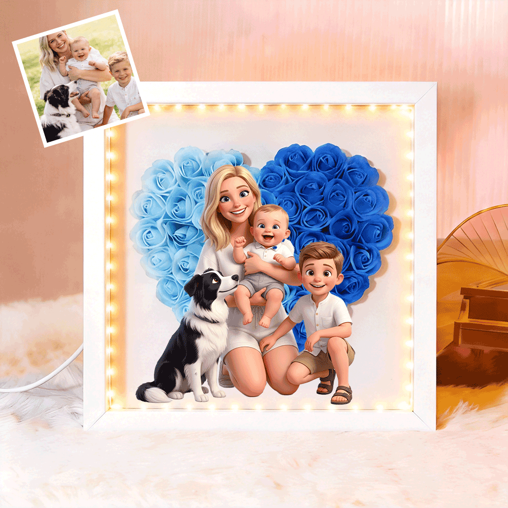 Personalized Flower Shadow Box - Custom Comic Style Photo, Gift For Mom, Gift For Mother's Day