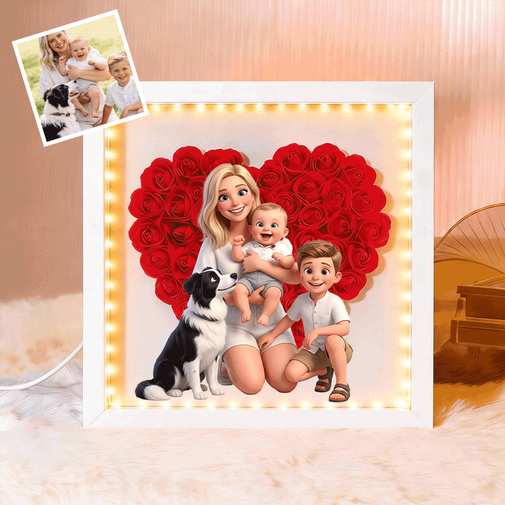 Personalized Flower Shadow Box - Custom Comic Style Photo, Gift For Mom, Gift For Mother&