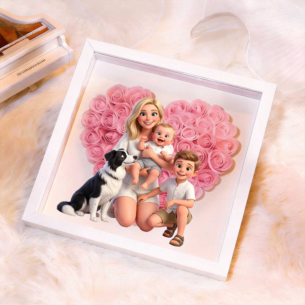 Personalized Flower Shadow Box - Custom Comic Style Photo, Gift For Mom, Gift For Mother&