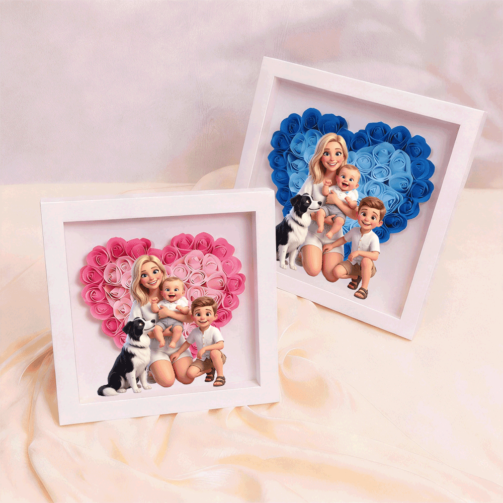 Personalized Flower Shadow Box - Custom Comic Style Photo, Gift For Mom, Gift For Mother&