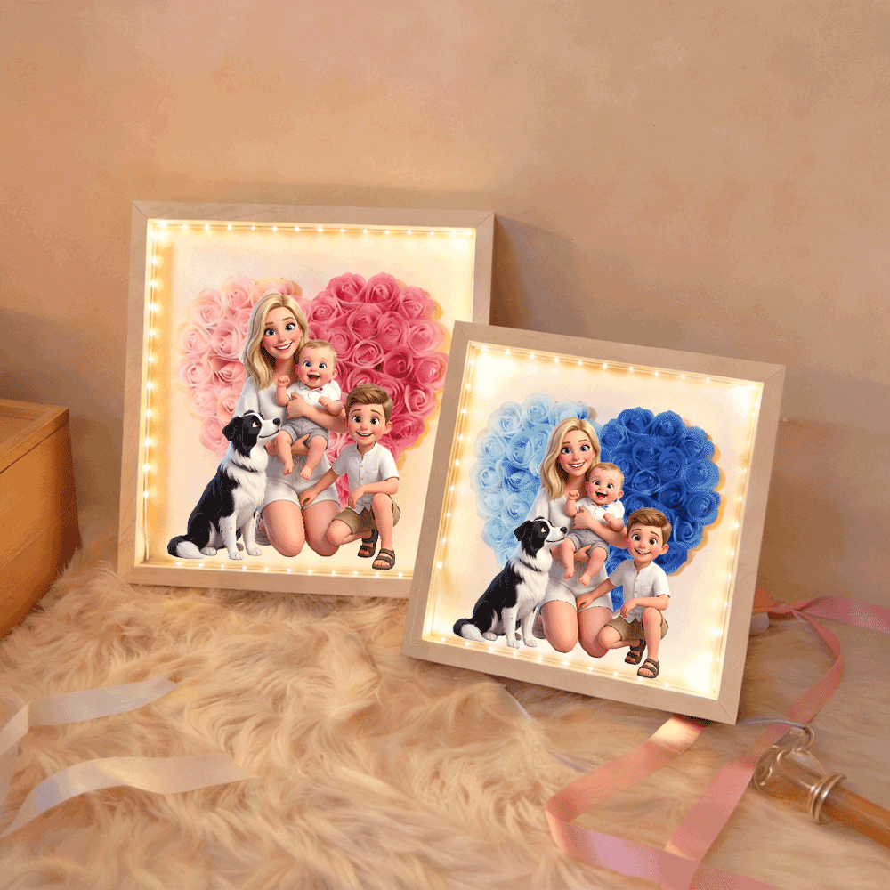 Personalized Flower Shadow Box - Custom Comic Style Photo, Gift For Mom, Gift For Mother&