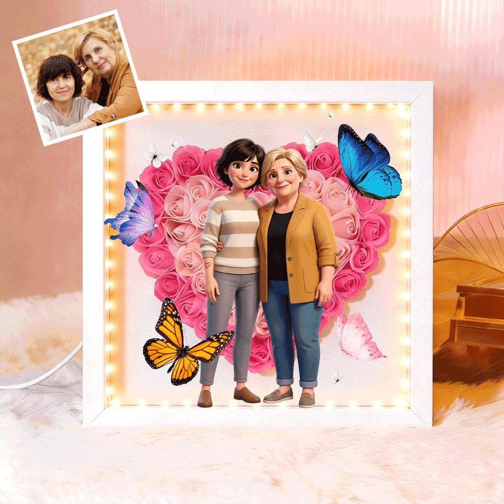 Personalized Butterfly Photo, Flower Shadow Boxgift For Mother&