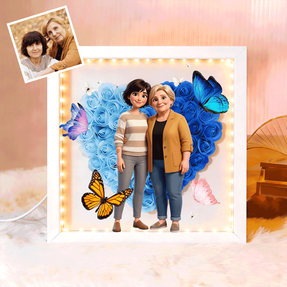 Personalized Butterfly Photo, Flower Shadow Boxgift For Mother&