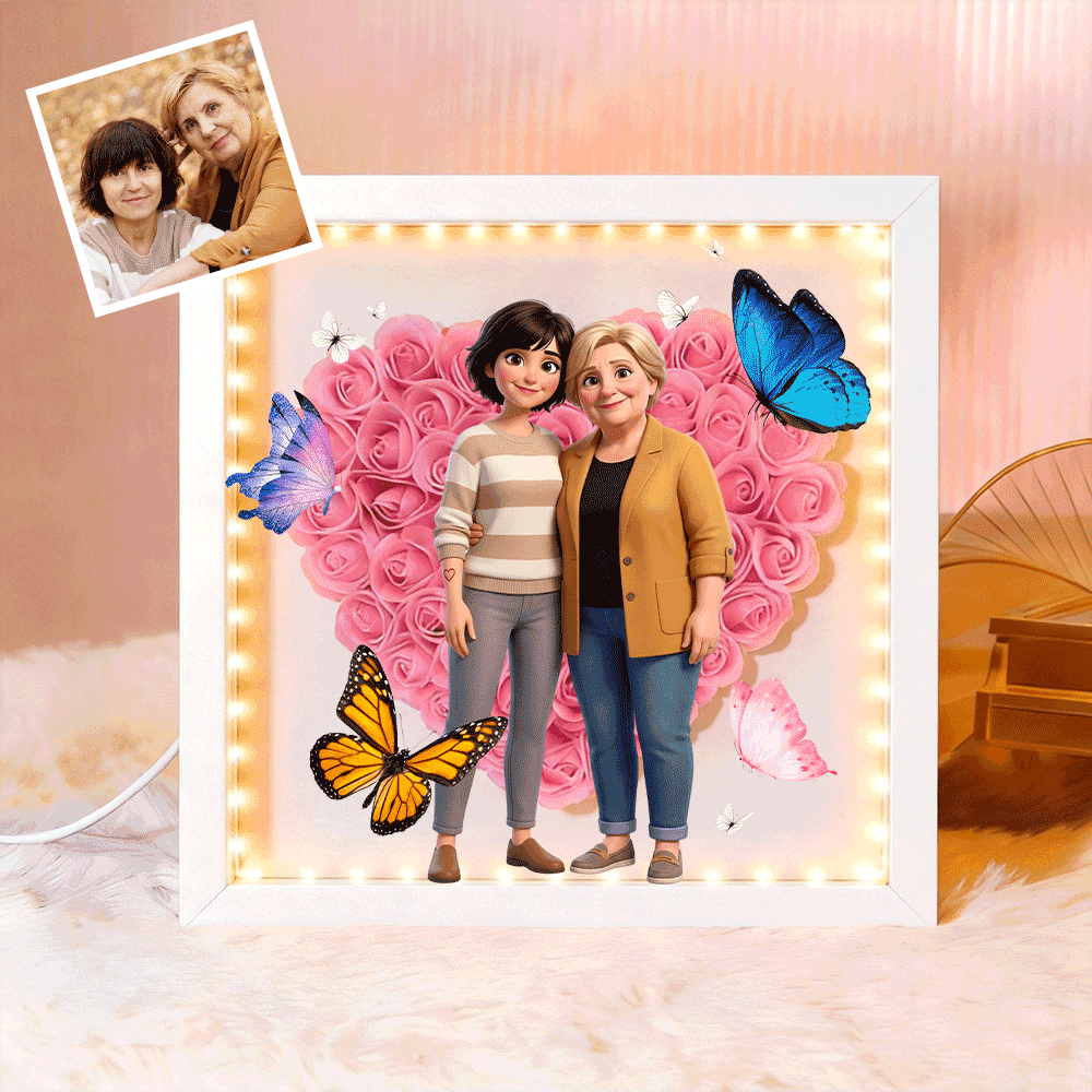 Personalized Butterfly Photo, Flower Shadow Boxgift For Mother&