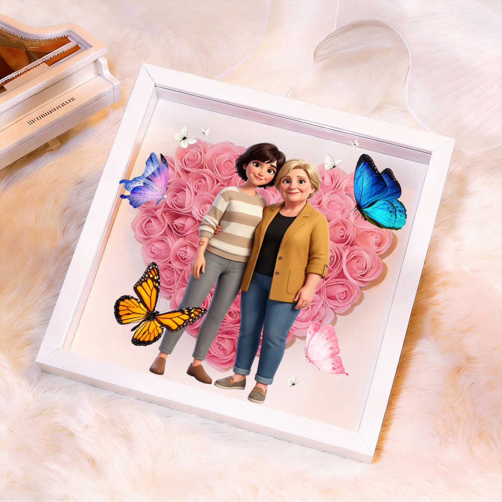 Personalized Butterfly Photo, Flower Shadow Boxgift For Mother&