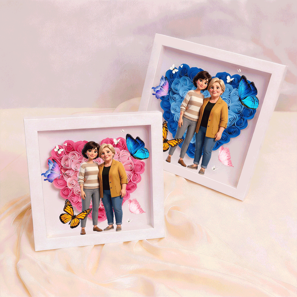 Personalized Butterfly Photo, Flower Shadow Boxgift For Mother&