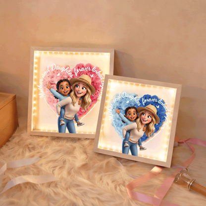Mother &amp; Daughter Forever Linked Together Flower Shadow Box – Personalized Photo Gift for Mom | Perfect Mother’s Day Gift