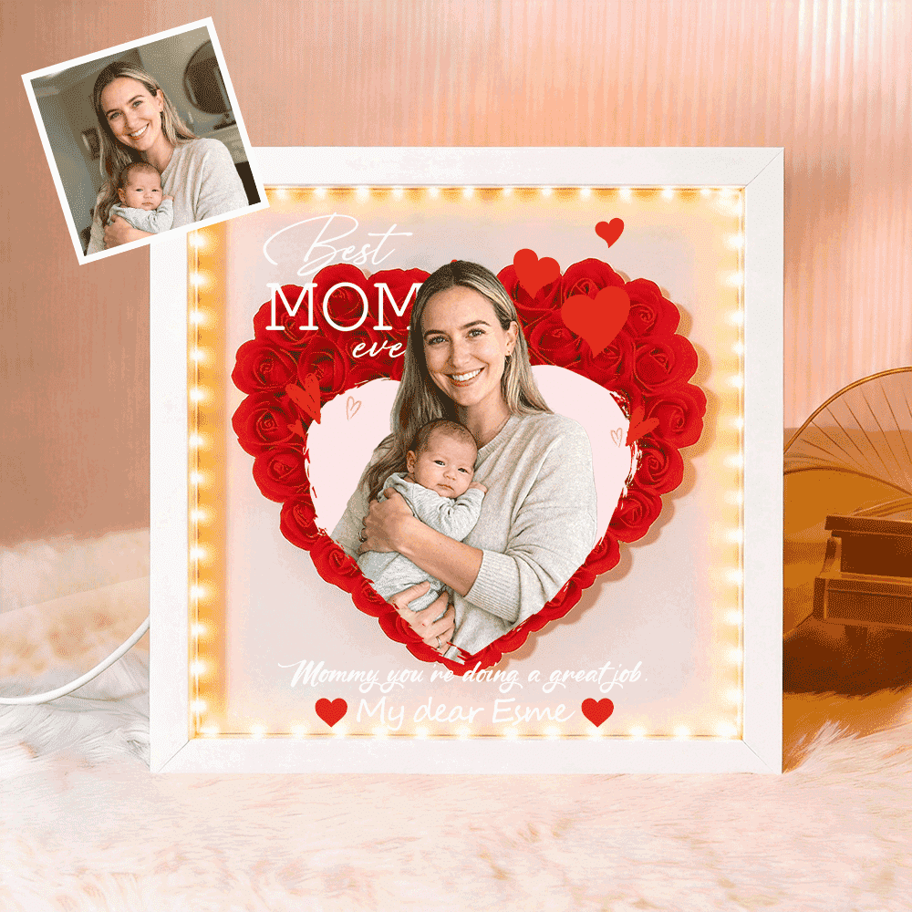 Custom Best Mom Ever Photo Flower Shadow Box, A Mother&