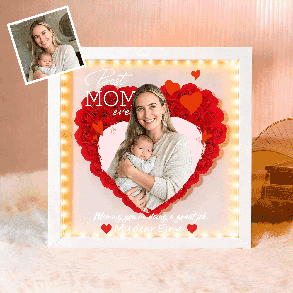 Custom Best Mom Ever Photo Flower Shadow Box, A Mother&