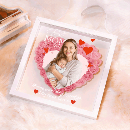 Custom Best Mom Ever Photo Flower Shadow Box, A Mother&