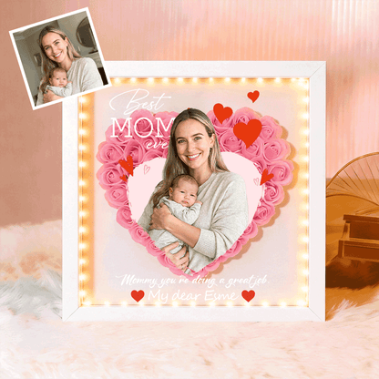 Custom Best Mom Ever Photo Flower Shadow Box, A Mother&
