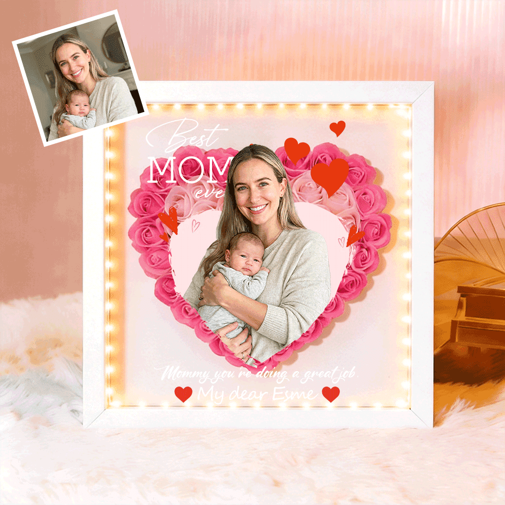 Custom Best Mom Ever Photo Flower Shadow Box, A Mother&