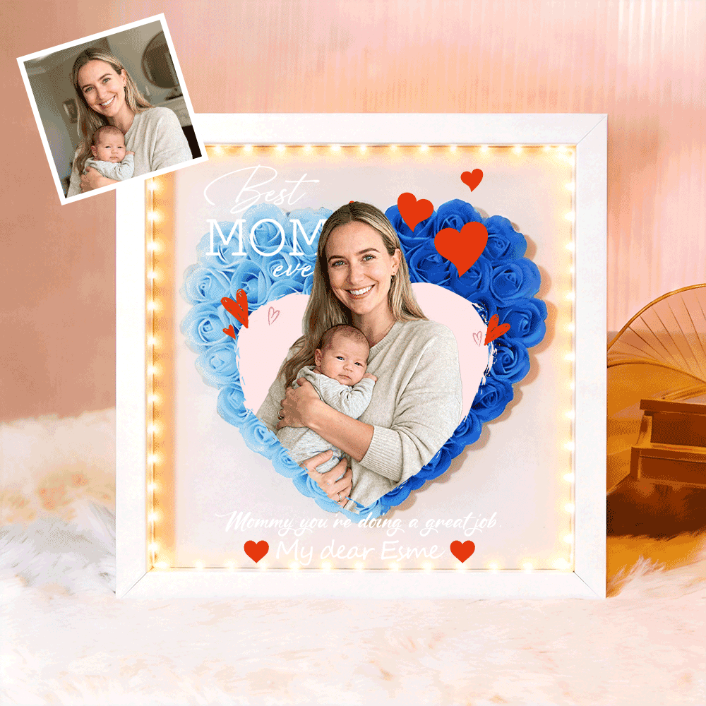 Custom Best Mom Ever Photo Flower Shadow Box, A Mother&