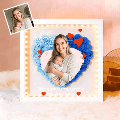 Custom Best Mom Ever Photo Flower Shadow Box, A Mother&