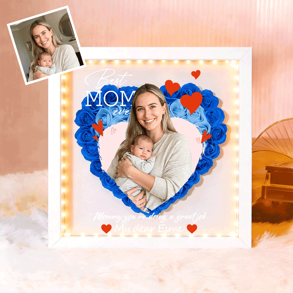 Custom Best Mom Ever Photo Flower Shadow Box, A Mother&