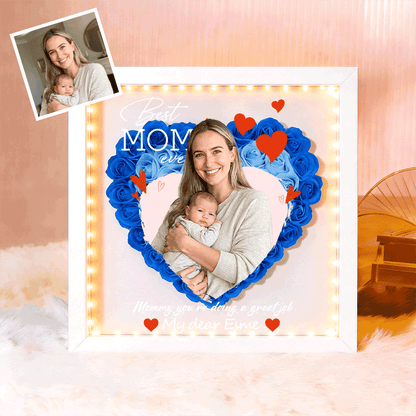 Custom Best Mom Ever Photo Flower Shadow Box, A Mother&