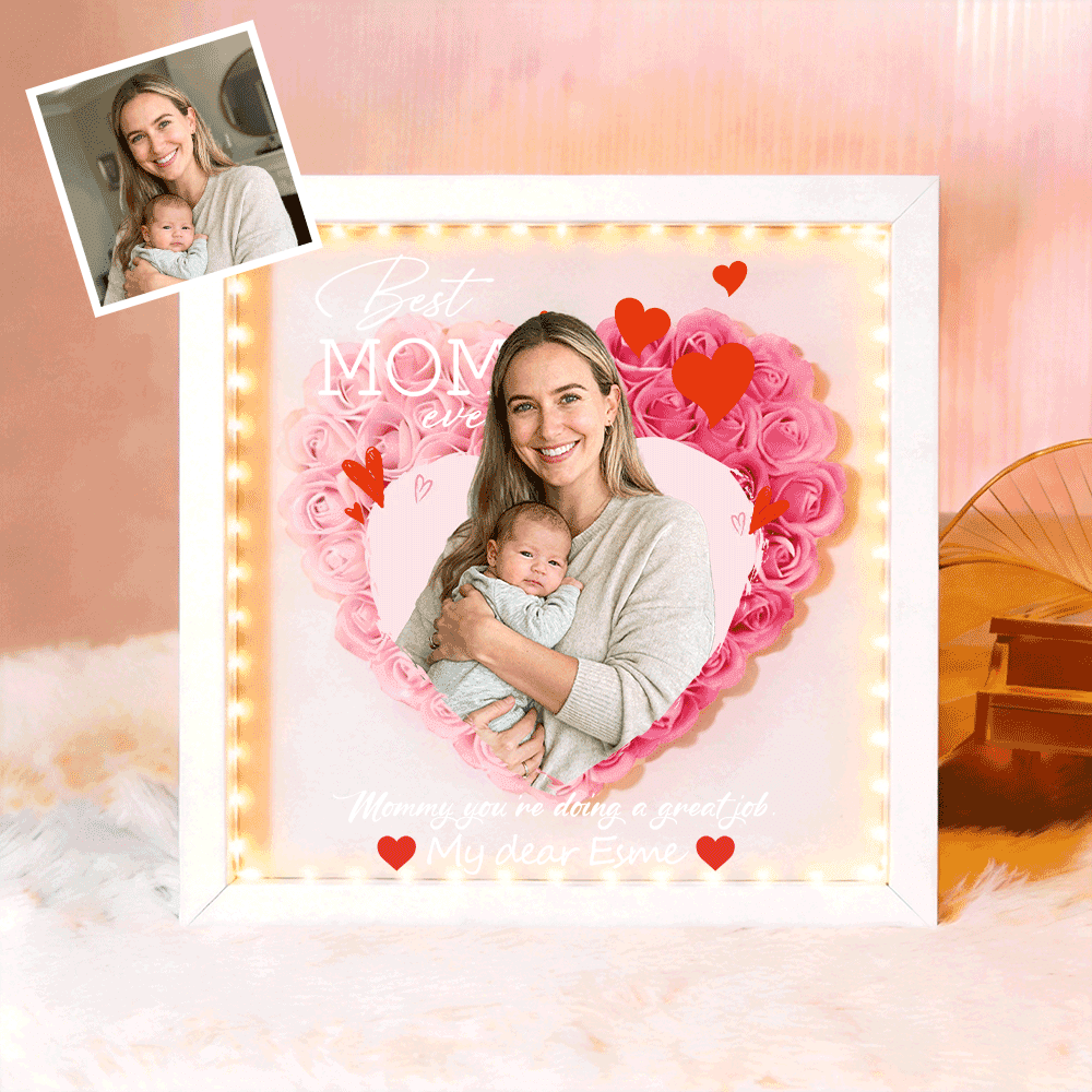 Custom Best Mom Ever Photo Flower Shadow Box, A Mother&