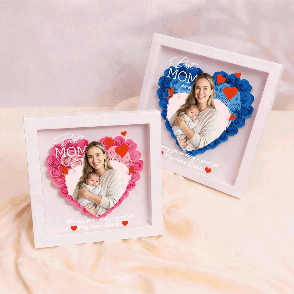 Custom Best Mom Ever Photo Flower Shadow Box, A Mother&