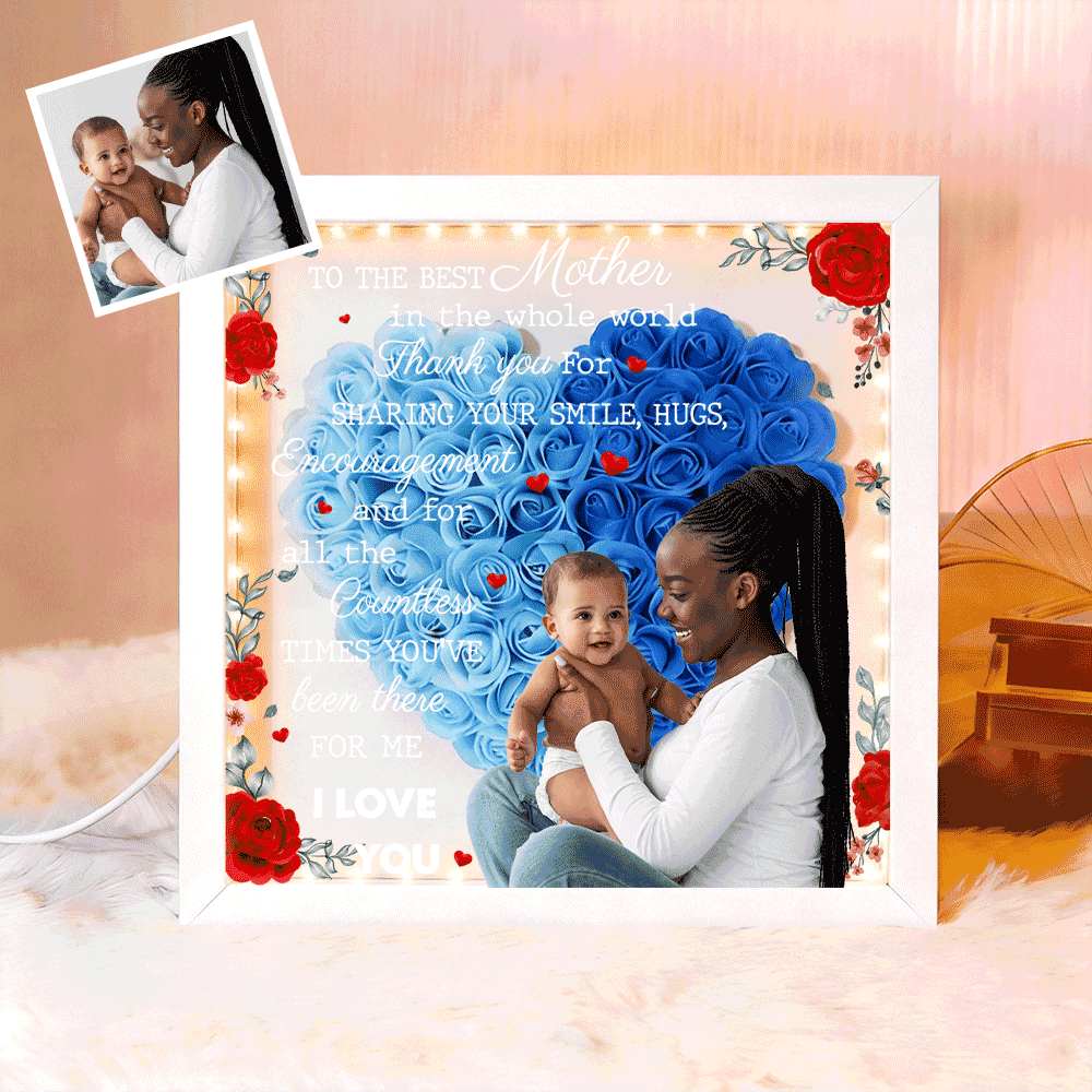 Custom TO THE BEST MOTHER IN THE WHOLE WORLD Flower Shadow Box Gift For Mother&
