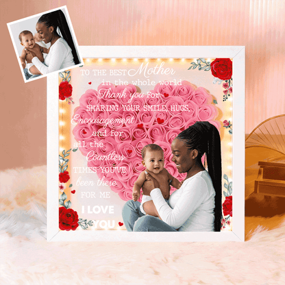 Custom TO THE BEST MOTHER IN THE WHOLE WORLD Flower Shadow Box Gift For Mother&