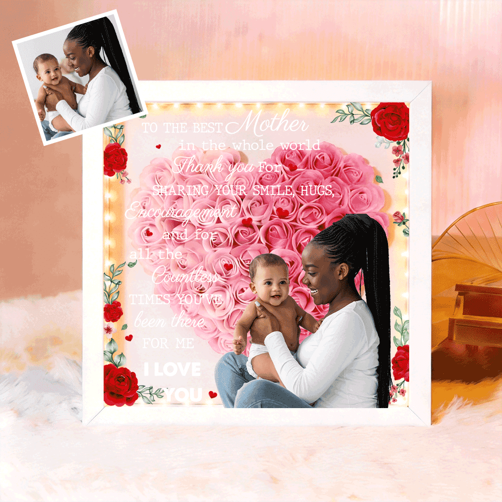 Custom TO THE BEST MOTHER IN THE WHOLE WORLD Flower Shadow Box Gift For Mother&