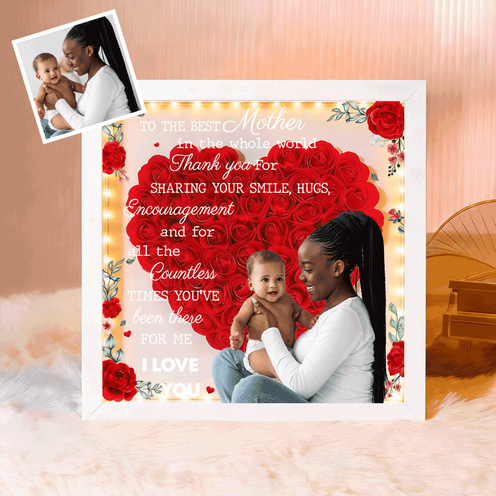 Custom TO THE BEST MOTHER IN THE WHOLE WORLD Flower Shadow Box Gift For Mother&