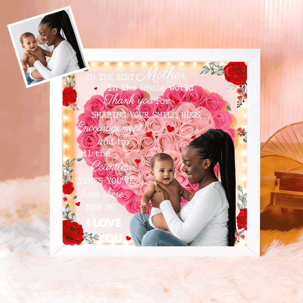 Custom TO THE BEST MOTHER IN THE WHOLE WORLD Flower Shadow Box Gift For Mother&