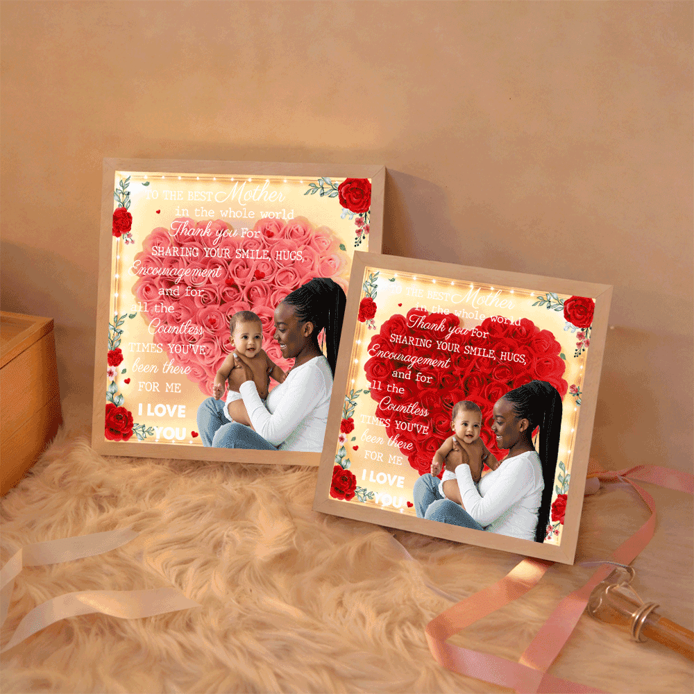 Custom TO THE BEST MOTHER IN THE WHOLE WORLD Flower Shadow Box Gift For Mother&