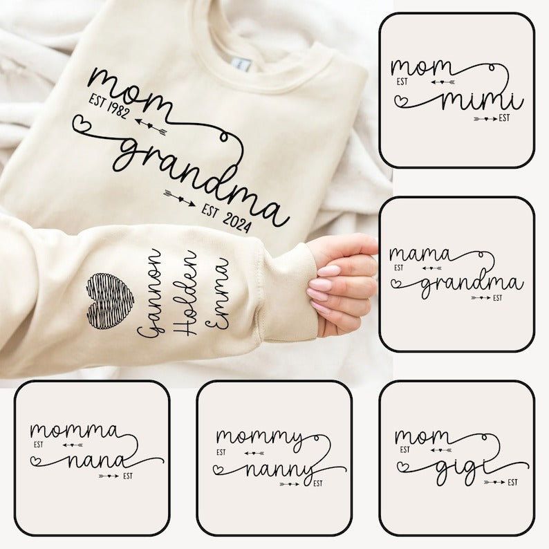Custom Mom Grandma Est Year Sweatshirt | Mother&