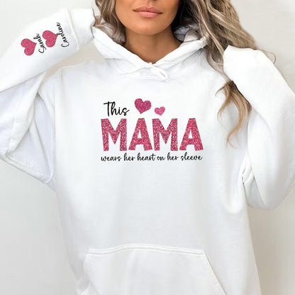 Personalized Hoodie This Mama Wears Her Heart On Her Sleeve Custom  Design Exquisite Mother&