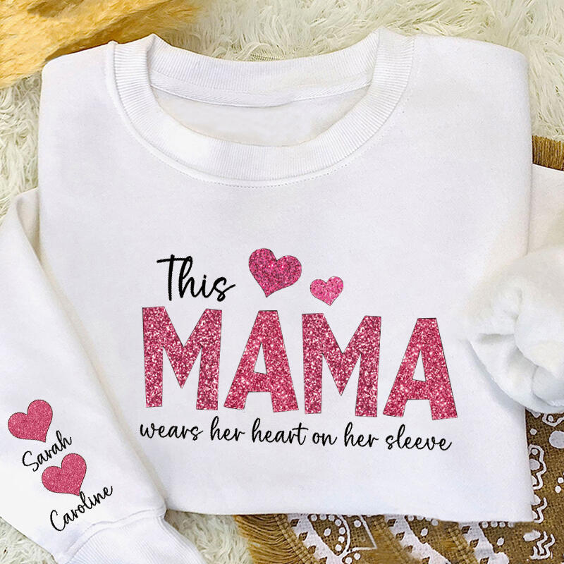 Personalized Hoodie This Mama Wears Her Heart On Her Sleeve Custom  Design Exquisite Mother&