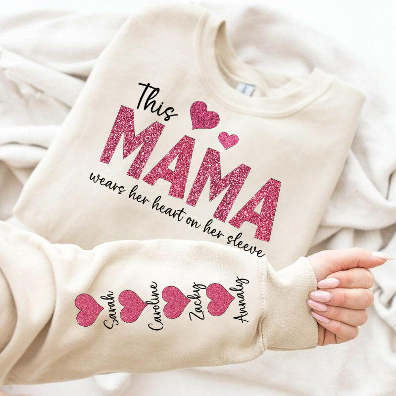 Personalized Hoodie This Mama Wears Her Heart On Her Sleeve Custom  Design Exquisite Mother&