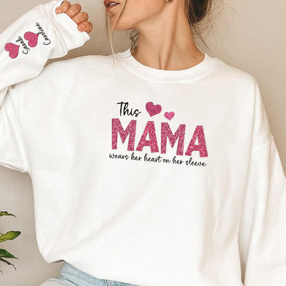 Personalized Hoodie This Mama Wears Her Heart On Her Sleeve Custom  Design Exquisite Mother&