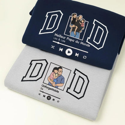 Custom Embroidered Photo Dad Sweatshirt – Personalized Portrait Crewneck Gift for Father’s Day, Birthday Gift for Dad, Papa, Daddy