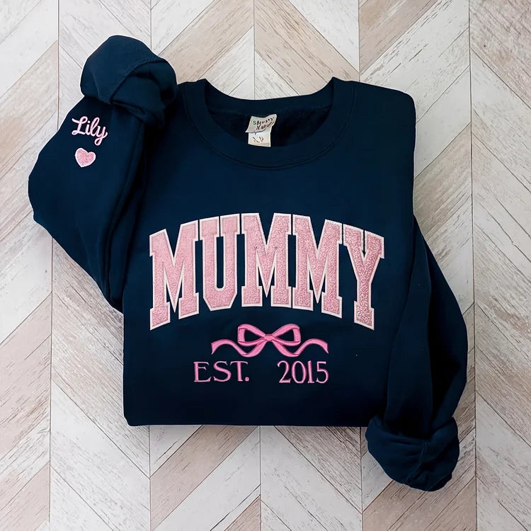 Mom glitter embroidered T-shirt&sweatshirt mother day/personalized year.