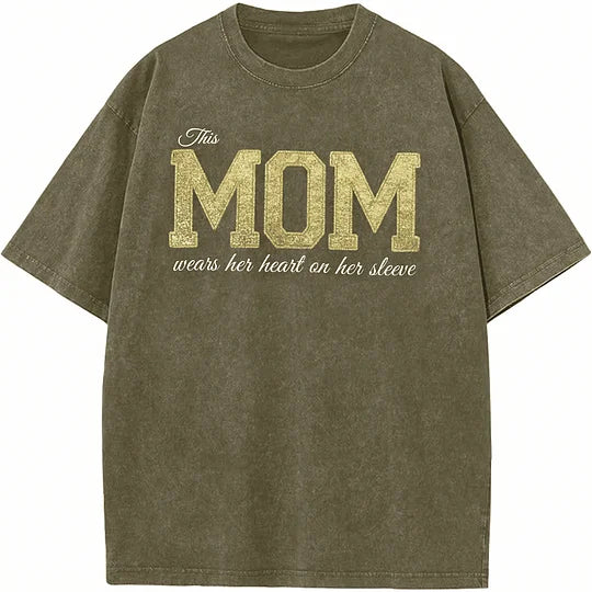 Custom Mama Glitter Embroidered Washed Sweatshirt with Kids&