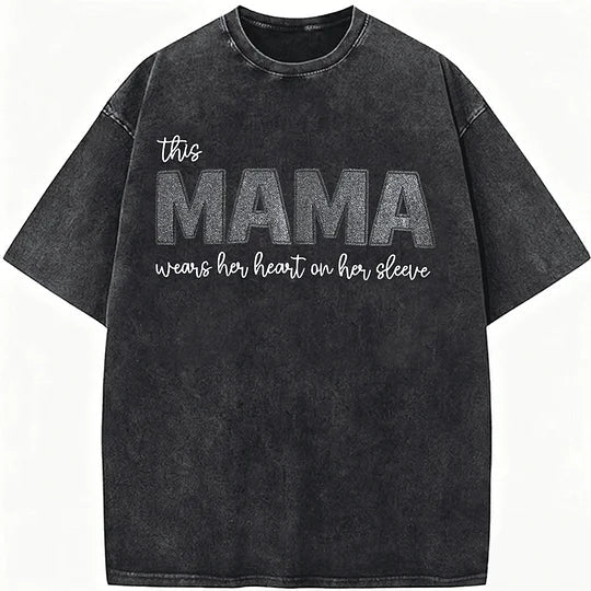 Custom Mama Glitter Embroidered Washed Sweatshirt with Kids&