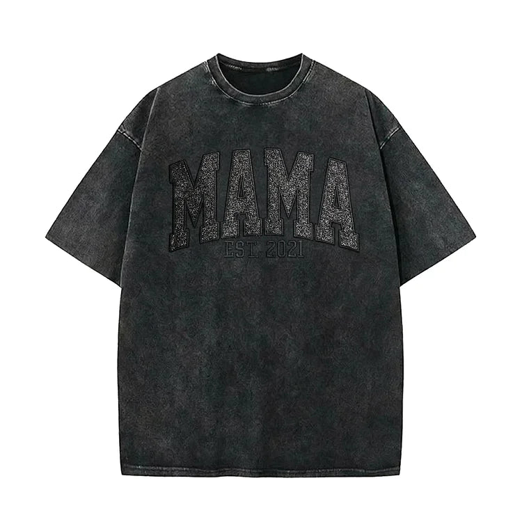Custom Embroidered Applique Glitter Mama Washed Sweatshirt - Gift for Mom