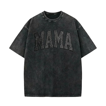 Custom Embroidered Applique Glitter Mama Washed Sweatshirt - Gift for Mom