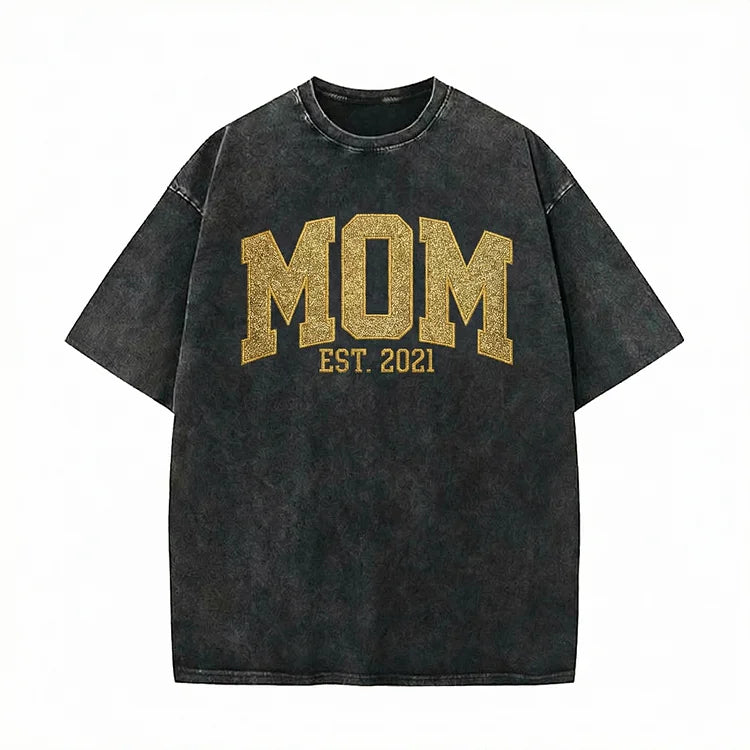 Custom Embroidered Applique Glitter Mama Washed Sweatshirt - Gift for Mom