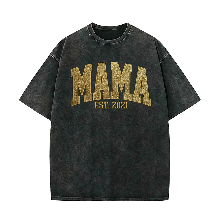 Custom Embroidered Applique Glitter Mama Washed Sweatshirt - Gift for Mom