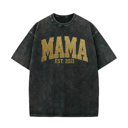Custom Embroidered Applique Glitter Mama Washed Sweatshirt - Gift for Mom
