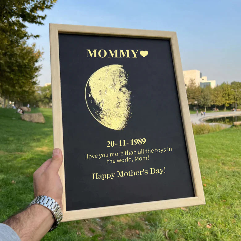 Custom Moon Phase With Custom Text - Commemorative Gift for Mom