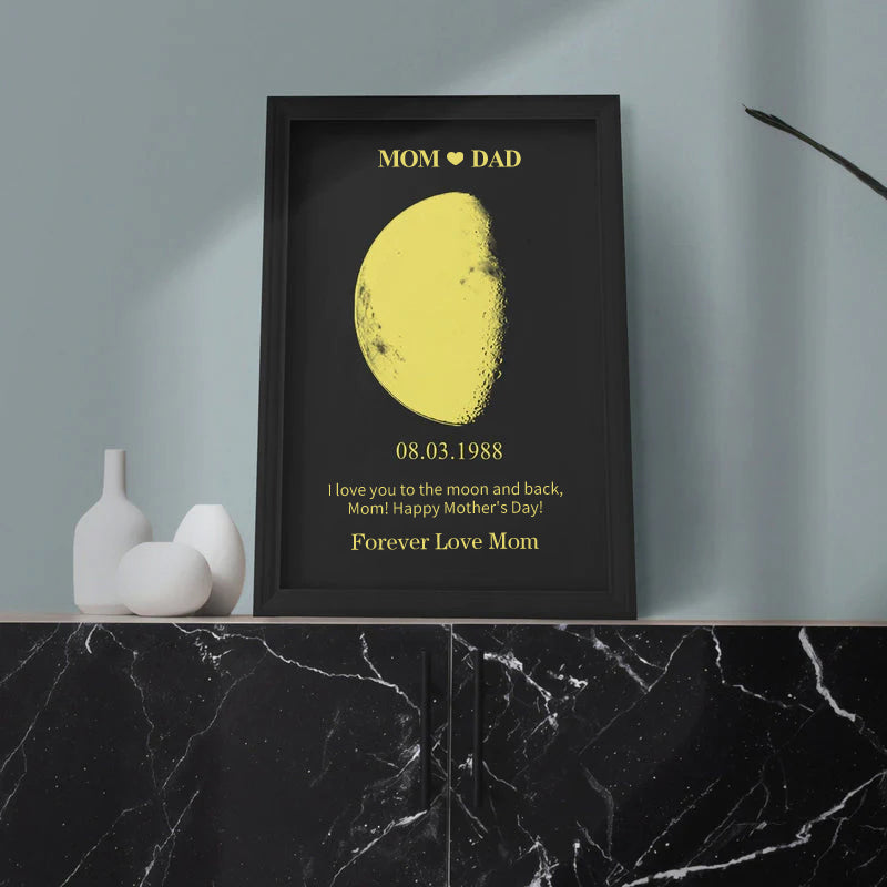 Custom Moon Phase With Custom Text - Commemorative Gift for Mom