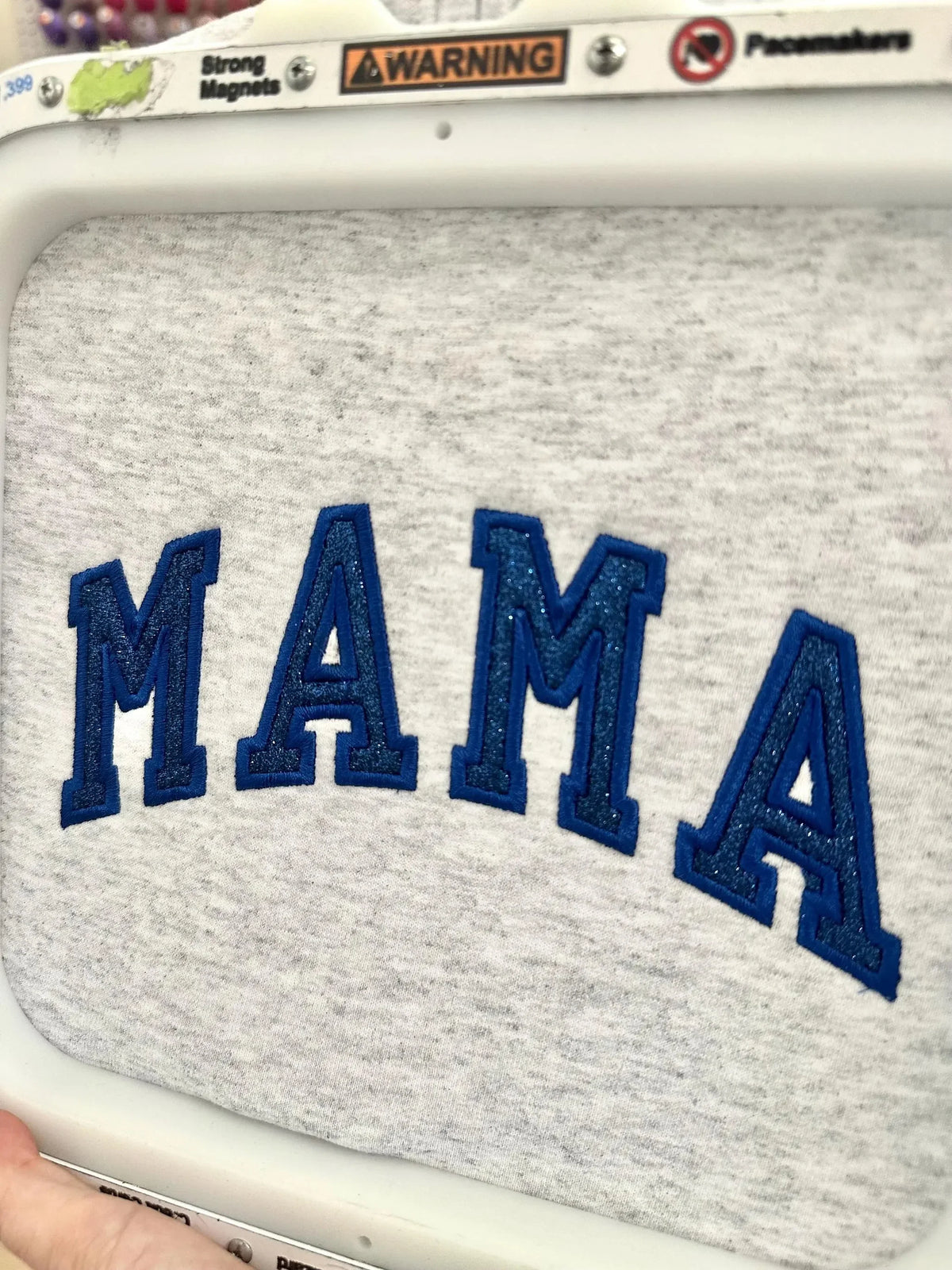 Custom Embroidered Applique Glitter Mama Quarter Zip Sweater - Gift for Mom
