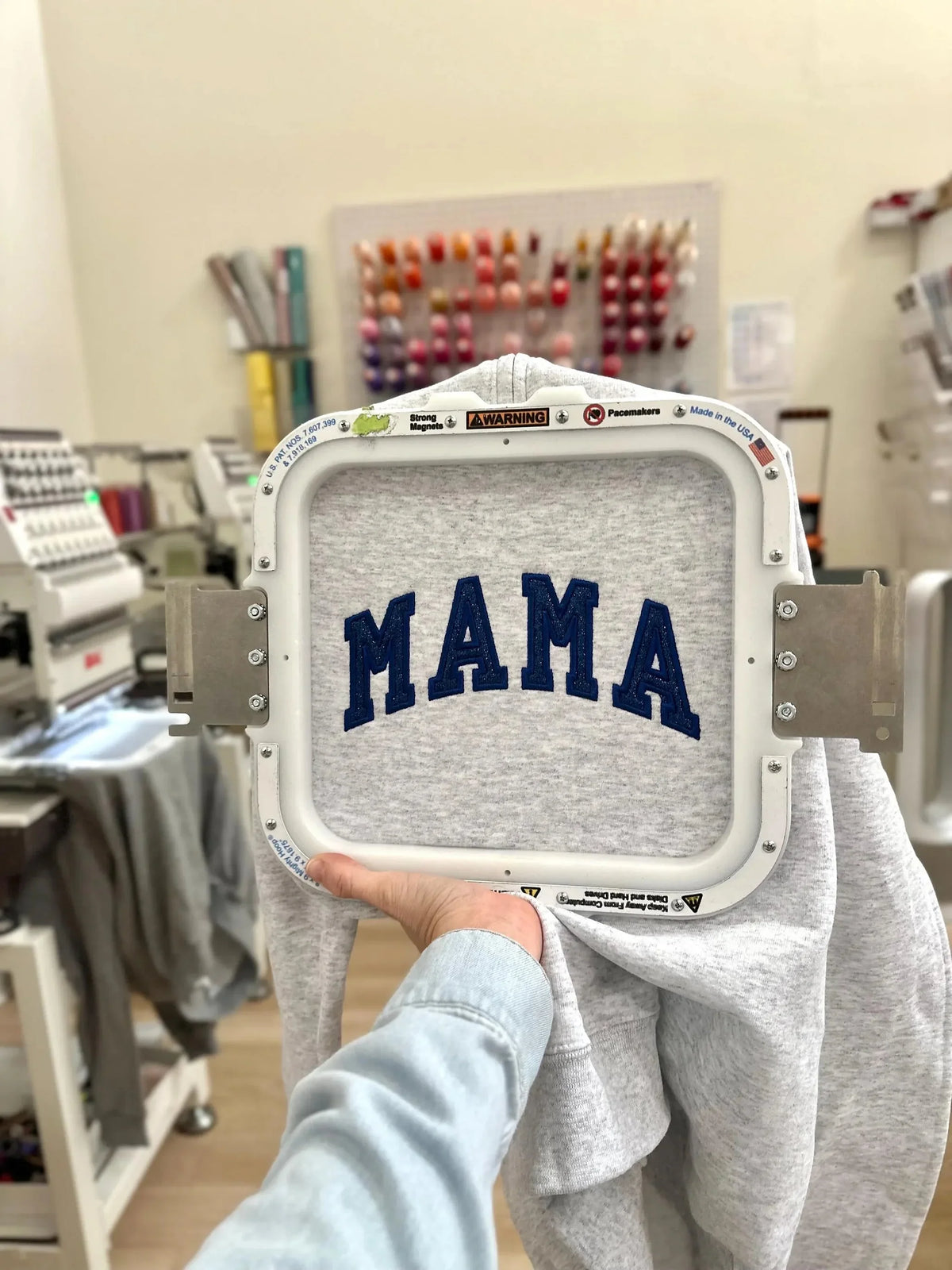 Custom Embroidered Applique Glitter Mama Quarter Zip Sweater - Gift for Mom