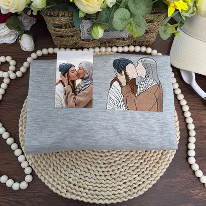 Custom Mama,Mom Portrait Embroidered T-shirt Sweatshirt | Gifts for Mom