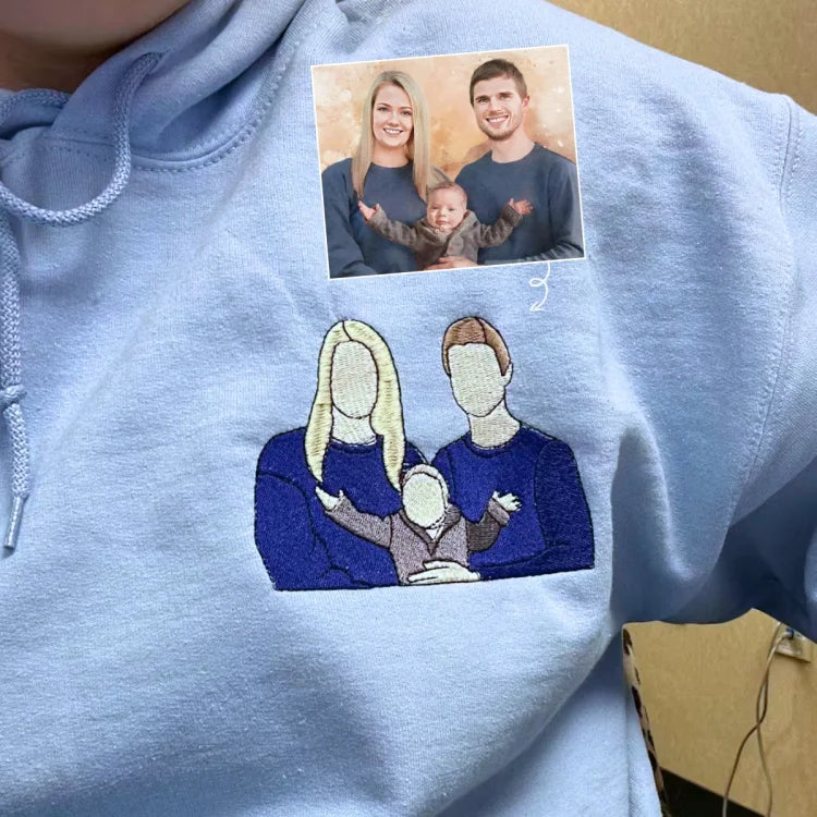 Custom Mama,Mom Portrait Embroidered T-shirt Sweatshirt | Gifts for Mom