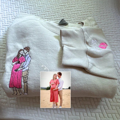 Custom Mama,Mom Portrait Embroidered T-shirt Sweatshirt | Gifts for Mom