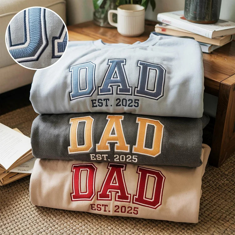 Custom Embroidered Dad Sweatshirt with Multilayer Outline
